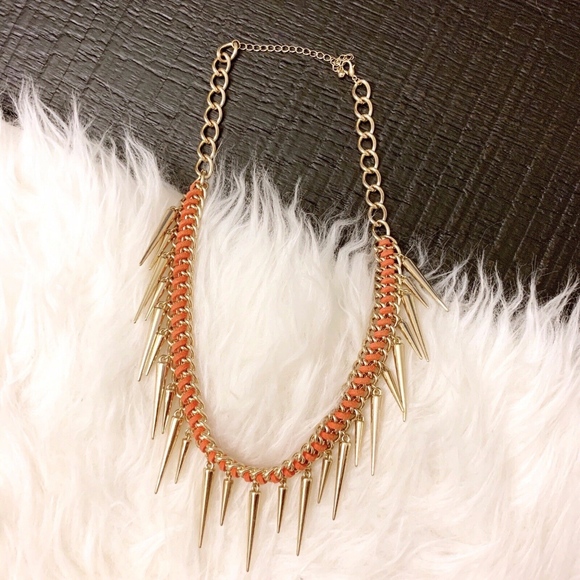 Jewelry - Orange Gold Chain Braided Statement Necklace